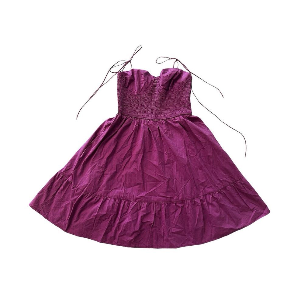 Steve Madden Sally Smocked Cotton‎ Poplin Minidress in Purple . Size S